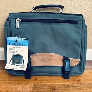 Everest Suede Trimmed Briefcase Laptop Bag Olive Green NWT